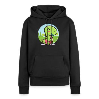 BABY Dinosaurier TREX Schnuller Rassel - Frauen Premium Bio Hoodie - Schwarz - Vorne - Julia (174cm)