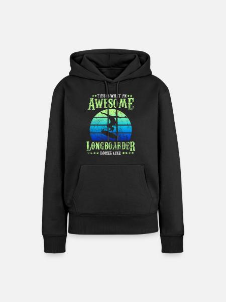 Longboard Skateboard - Frauen Premium Bio Hoodie - Schwarz