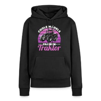 Coole Mädchen fahren Traktor Traktorfahrer - Frauen Premium Bio Hoodie - Schwarz - Vorne - Julia (174cm)