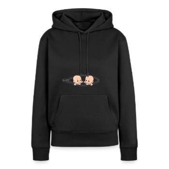 Grossesse Jumeaux maman avec des jumeaux - Sweat à capuche Premium bio Femme - noir - Devant - Julia (174cm)