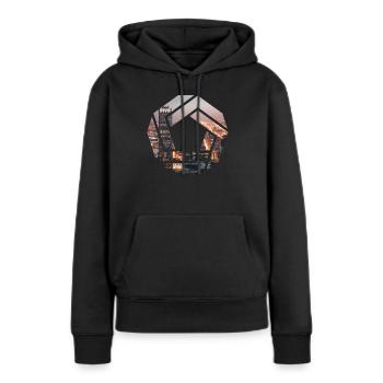 Hexagone des nœuds de la ville - Sweat à capuche Premium bio Femme - noir - Devant - Julia (174cm)