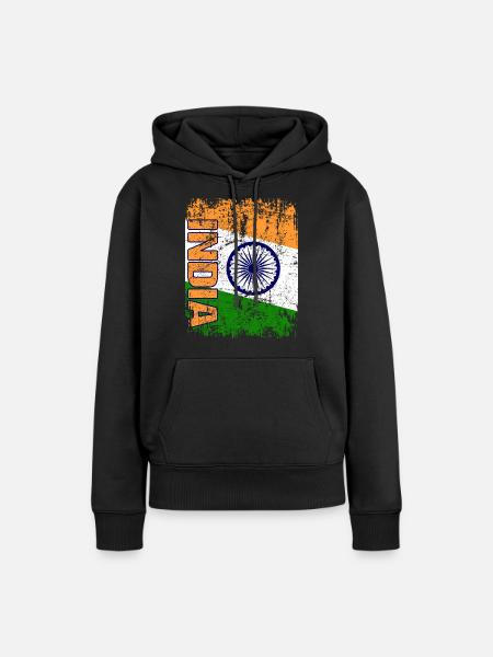 India - Frauen Premium Bio Hoodie - Schwarz