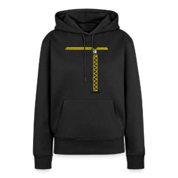 Kran - Frauen Premium Bio Hoodie - Schwarz - Vorne - Julia (174cm)