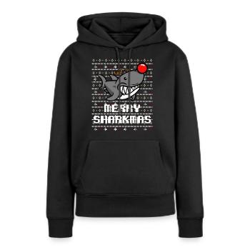 Cadeau de Noël laid de requin - Sweat à capuche Premium bio Femme - noir - Devant - Julia (174cm)