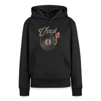 Disque vinyle platine disque vinyle DJ - Sweat à capuche Premium bio Femme - noir - Devant - Julia (174cm)