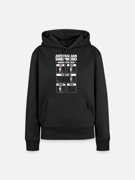Aussie Tricks Australian Shepherd Hundetricks - Frauen Premium Bio Hoodie - Schwarz