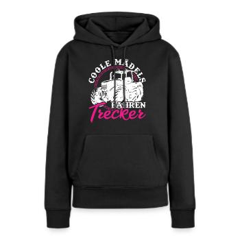Coole Mädchen fahren Trecker Traktorfahrer - Frauen Premium Bio Hoodie - Schwarz - Vorne - Julia (174cm)