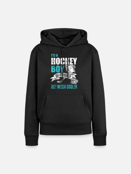 Hockey Junge - Frauen Premium Bio Hoodie - Schwarz