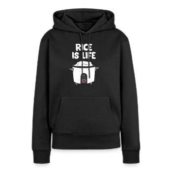 Le riz est la vie Chine sûr riz cuiseur - Sweat à capuche Premium bio Femme - noir - Devant - Julia (174cm)
