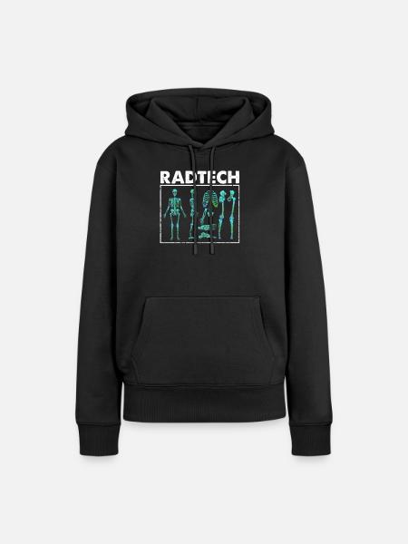 Radiografías de esqueleto radiología ósea - Sudadera con capucha prémium ecológica para mujer - negro
