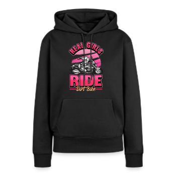 Moto fille femmes drôle cadeau de motard - Sweat à capuche Premium bio Femme - noir - Devant - Julia (174cm)