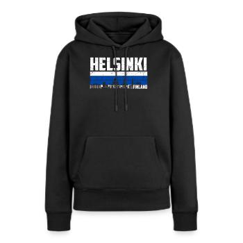 Helsinki Finlande - Sweat à capuche Premium bio Femme - noir - Devant - Julia (174cm)