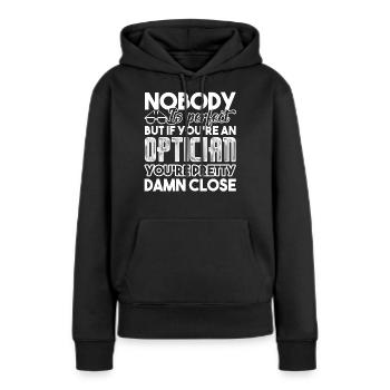 Opticien Vous êtes un opticien - Sweat à capuche Premium bio Femme - noir - Devant - Julia (174cm)