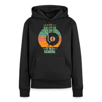 Platine vinyle DJ - Sweat à capuche Premium bio Femme - noir - Devant - Julia (174cm)