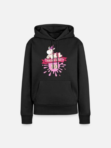 50 Jahre, Runder 50. Geburtstag Einhorn T-Shirt Ge - Frauen Premium Bio Hoodie - Schwarz