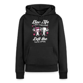 Kühe Kuh Schädel Kuhglocke Freundin - Frauen Premium Bio Hoodie - Schwarz - Vorne - Julia (174cm)