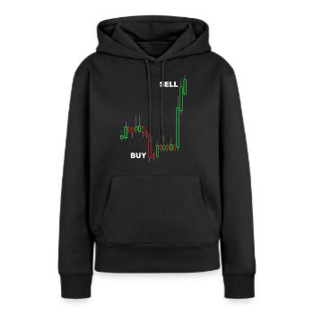 Bourse - Sweat à capuche Premium bio Femme - noir - Devant - Julia (174cm)