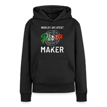 Pizzeria pour le meilleur pizzaiolo du monde - Sweat à capuche Premium bio Femme - noir - Devant - Julia (174cm)