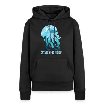 Qualle Riff Umweltschutz - Frauen Premium Bio Hoodie - Schwarz - Vorne - Julia (174cm)