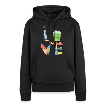 Design pour nettoyeurs Personnel de nettoyage Femme de ménage - Sweat à capuche Premium bio Femme - noir - Devant - Julia (174cm)