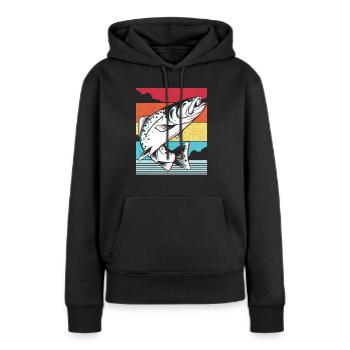 Poissons Carpes de brochet - Sweat à capuche Premium bio Femme - noir - Devant - Julia (174cm)