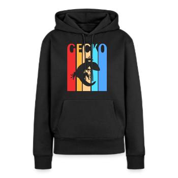 Gecko - Sweat à capuche Premium bio Femme - noir - Devant - Julia (174cm)