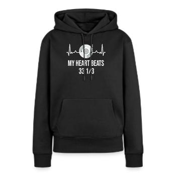 Disque de disque vinyle RPM 33 RPM Battements de coeur - Sweat à capuche Premium bio Femme - noir - Devant - Julia (174cm)