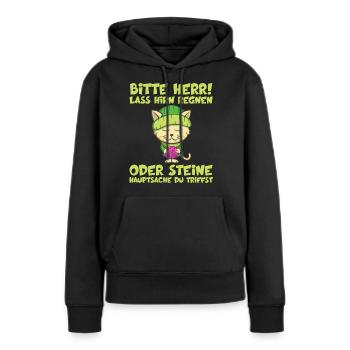 Herr Lass Hirn Regnen Oder Steine Lustige Sprüche - Frauen Premium Bio Hoodie - Schwarz - Vorne - Julia (174cm)
