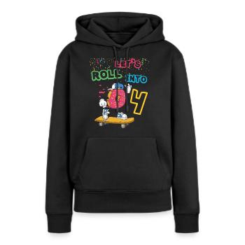 4. Geburtstag Donut Skater Skateboard Cool - Frauen Premium Bio Hoodie - Schwarz - Vorne - Julia (174cm)