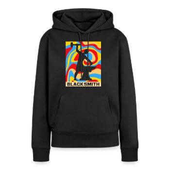 Amboss Schmiedekunst - Frauen Premium Bio Hoodie - Schwarz - Vorne - Julia (174cm)