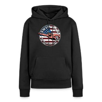 Swim Now Breathe Later Schwimmer USA Schwimmen - Frauen Premium Bio Hoodie - Schwarz - Vorne - Julia (174cm)