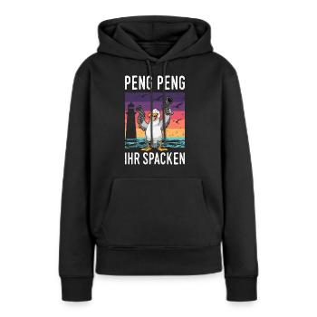 Moin Lübeck Moin Oldenburg Moin Hamburg Rostock - Frauen Premium Bio Hoodie - Schwarz - Vorne - Julia (174cm)