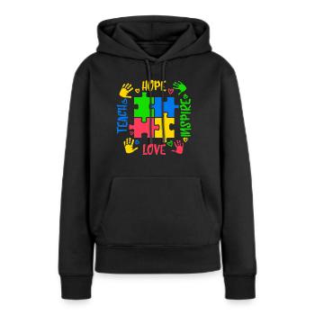 Autisme autiste Autisme Autisme - Sweat à capuche Premium bio Femme - noir - Devant - Julia (174cm)