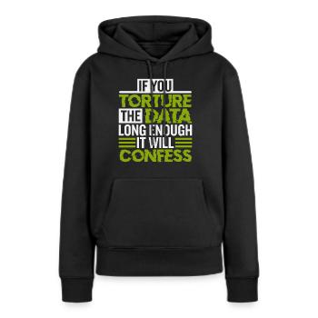 Statistiques et statistiques - Sweat à capuche Premium bio Femme - noir - Devant - Julia (174cm)