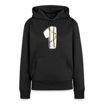 1 anniversaire 1 année nombre 1 fille arc-en-ciel - Sweat à capuche Premium bio Femme - noir - Devant - Julia (174cm)