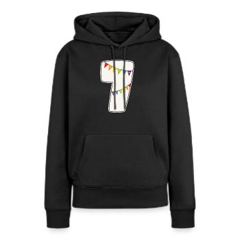 7 Geburtstag 7 Jahre Zahl 7 Mädchen Regenbogen - Frauen Premium Bio Hoodie - Schwarz - Vorne - Julia (174cm)