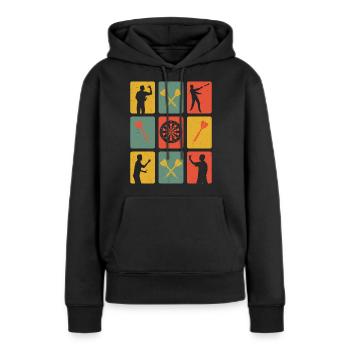 Fléchettes Rétro - Sweat à capuche Premium bio Femme - noir - Devant - Julia (174cm)
