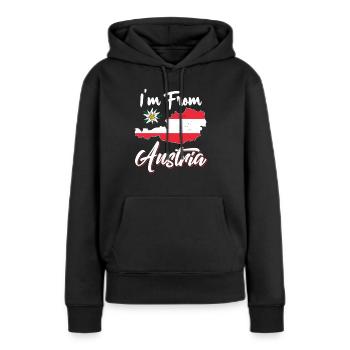 Je suis d’Autriche Autriche Autriche Accueil - Sweat à capuche Premium bio Femme - noir - Devant - Julia (174cm)