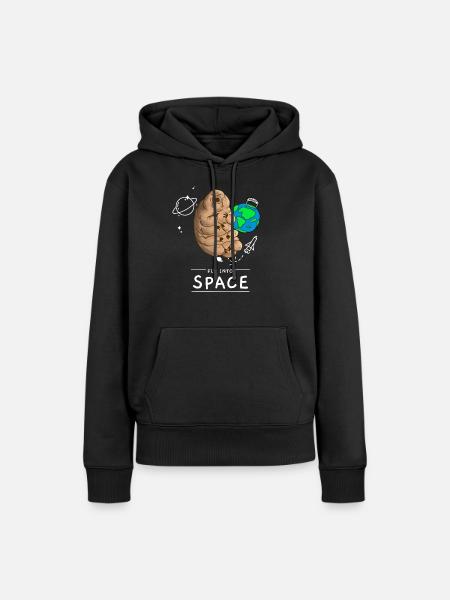 Fliegen ins All - Frauen Premium Bio Hoodie - Schwarz