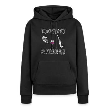 Wein oder nicht Wein das ist hier die Frage - Frauen Premium Bio Hoodie - Schwarz - Vorne - Julia (174cm)