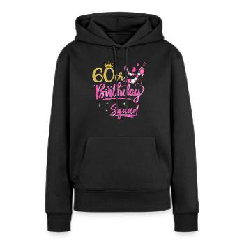 60 ans femmes 60 ans cadeau - Sweat à capuche Premium bio Femme - noir - Devant - Julia (174cm)