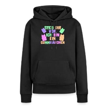 Ich bin ein Gummibärchen - Frauen Premium Bio Hoodie - Schwarz - Vorne - Julia (174cm)