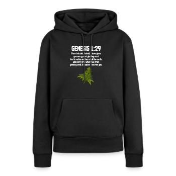 La religion du cannabis - Sweat à capuche Premium bio Femme - noir - Devant - Julia (174cm)