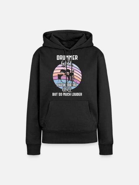 Drummer girl - Frauen Premium Bio Hoodie - Schwarz