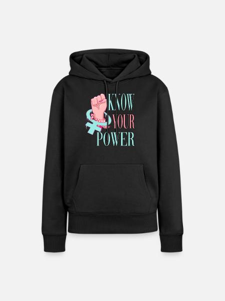 Know your Power Feministin - Frauen Premium Bio Hoodie - Schwarz