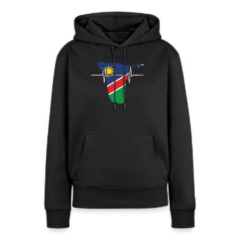 Drapeau de battements de cœur de la Namibie Vintage Namibie - Sweat à capuche Premium bio Femme - noir - Devant - Julia (174cm)