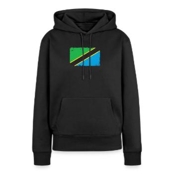 Tansania Herzschlag Flagge Vintage Tansania - Frauen Premium Bio Hoodie - Schwarz - Vorne - Julia (174cm)