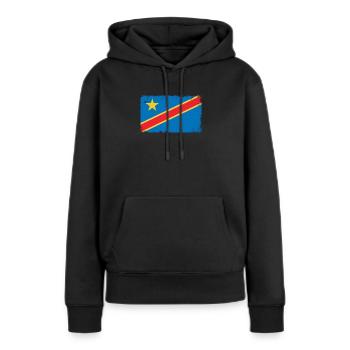 Kongo Herzschlag Flagge Vintage Kongo - Frauen Premium Bio Hoodie - Schwarz - Vorne - Julia (174cm)