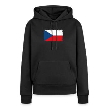 Tschechien Herzschlag Flagge Vintage Tschechien - Frauen Premium Bio Hoodie - Schwarz - Vorne - Julia (174cm)
