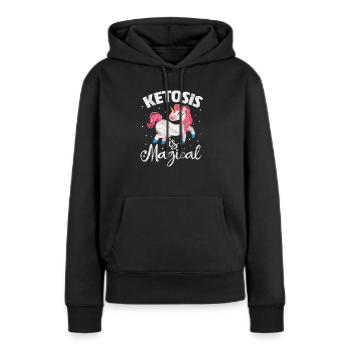 Régime céto - Sweat à capuche Premium bio Femme - noir - Devant - Julia (174cm)